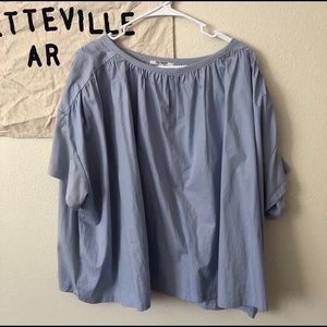 Zara Sky Blue Linen Blouse